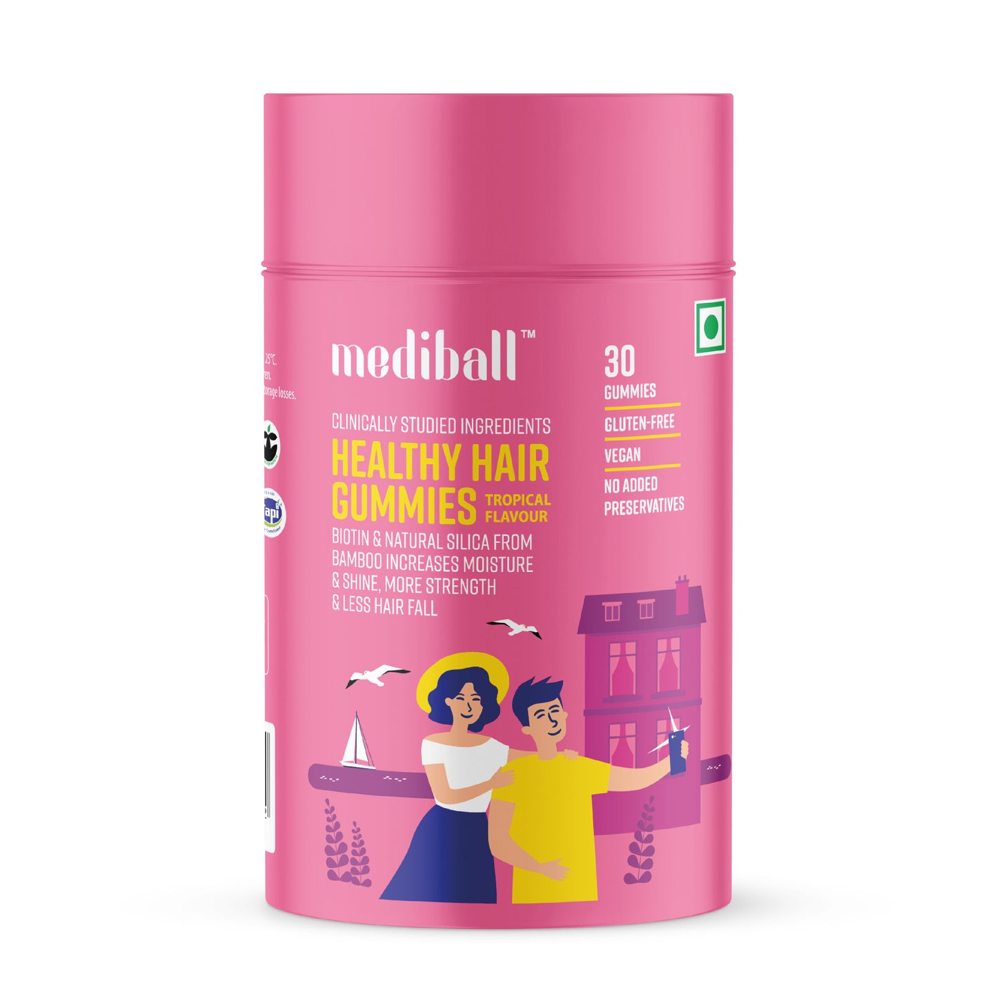 Mediball Healthy Hair Gummies | Tropical Flavor | Nutrient-Rich Formula for Hair Vitality