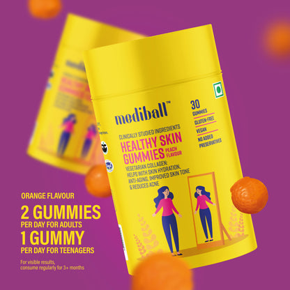 Mediball Healthy Skin Gummies | Luscious Peach Flavor | Vegan Collagen and Antioxidant-Rich Formula