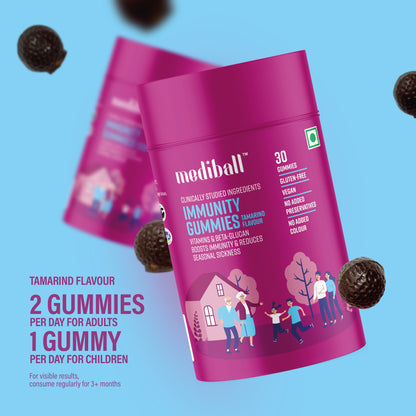 Mediball Immunity Gummies | Tamarind Flavor | Vitamin C & Beta-Glucan for Immune Support