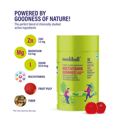 Mediball Multivitamin Gummies | Strawberry Flavor | Comprehensive Nutrient Support