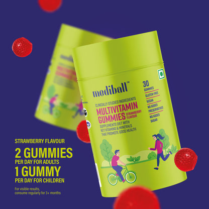 Mediball Multivitamin Gummies | Strawberry Flavor | Comprehensive Nutrient Support