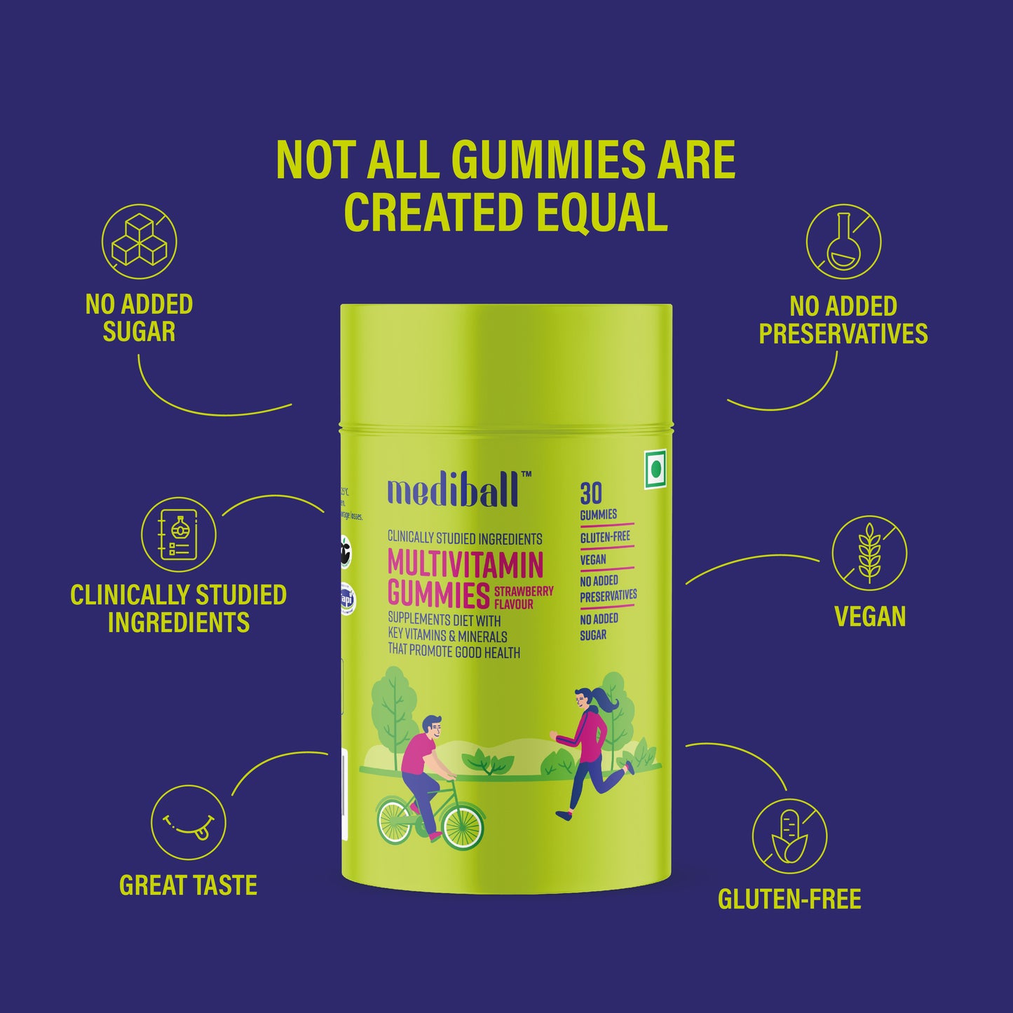 Mediball Multivitamin Gummies | Strawberry Flavor | Comprehensive Nutrient Support