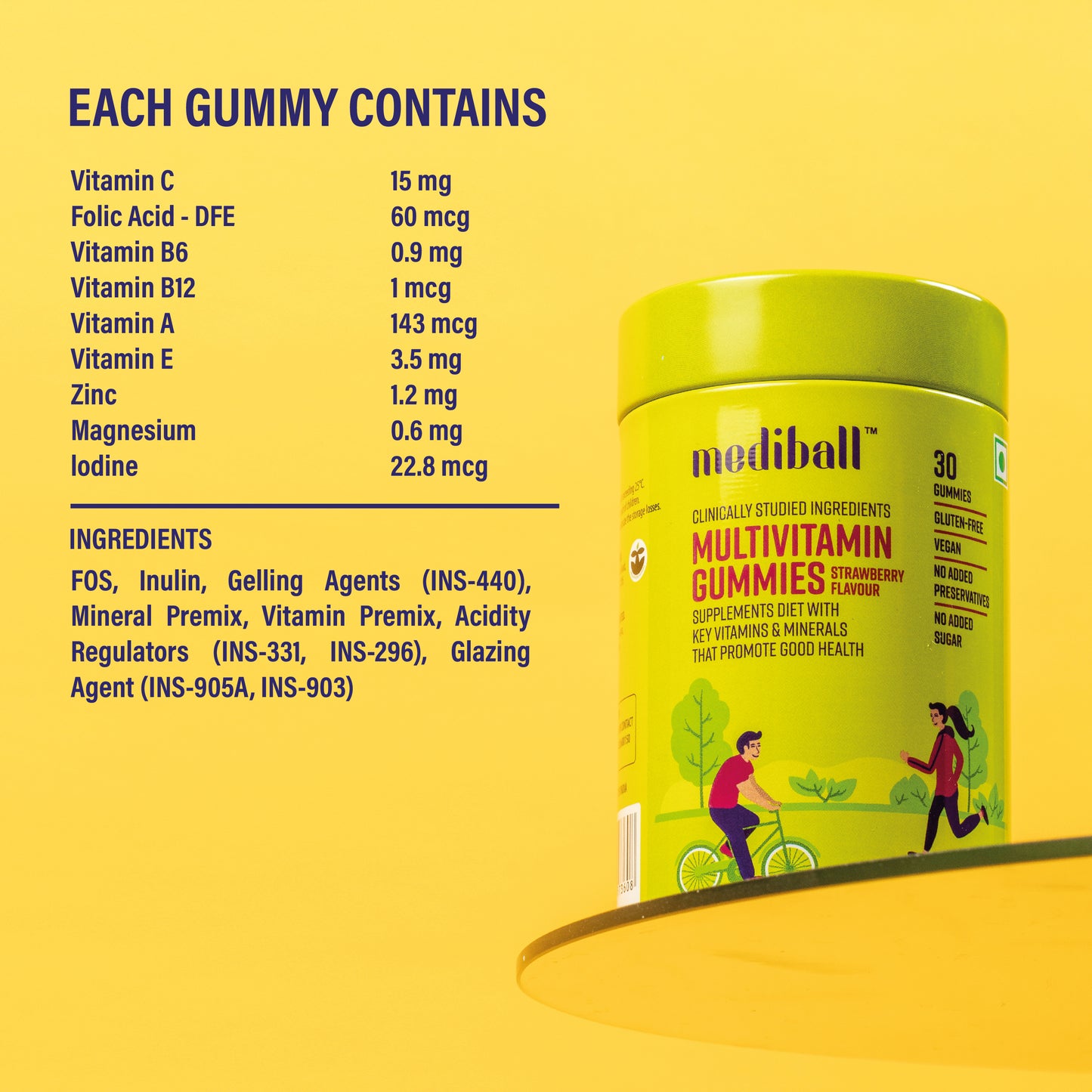 Mediball Multivitamin Gummies | Strawberry Flavor | Comprehensive Nutrient Support